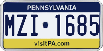 PA license plate MZI1685