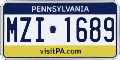 PA license plate MZI1689