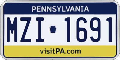 PA license plate MZI1691