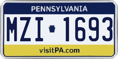 PA license plate MZI1693