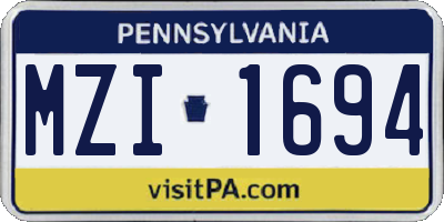 PA license plate MZI1694