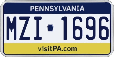 PA license plate MZI1696