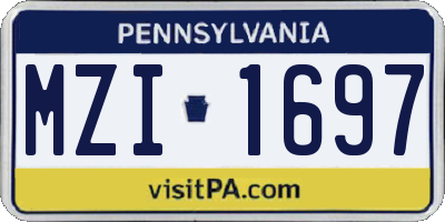 PA license plate MZI1697