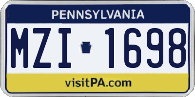 PA license plate MZI1698