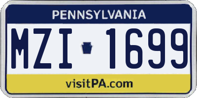 PA license plate MZI1699