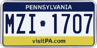 PA license plate MZI1707