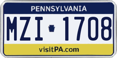 PA license plate MZI1708