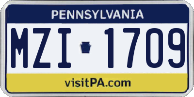 PA license plate MZI1709