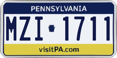 PA license plate MZI1711