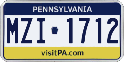 PA license plate MZI1712