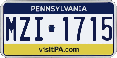 PA license plate MZI1715