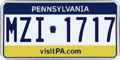 PA license plate MZI1717
