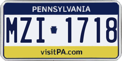 PA license plate MZI1718