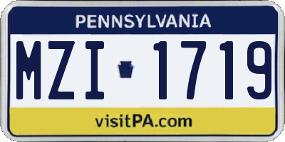 PA license plate MZI1719