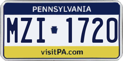 PA license plate MZI1720