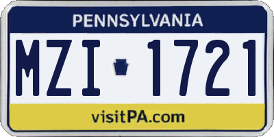 PA license plate MZI1721