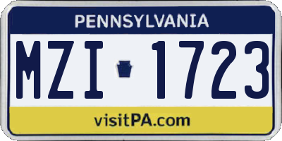PA license plate MZI1723
