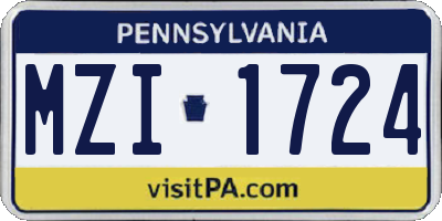 PA license plate MZI1724