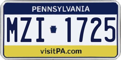 PA license plate MZI1725