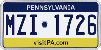PA license plate MZI1726