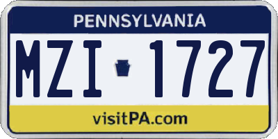 PA license plate MZI1727
