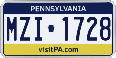 PA license plate MZI1728
