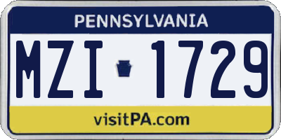 PA license plate MZI1729
