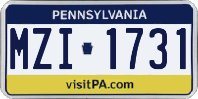 PA license plate MZI1731