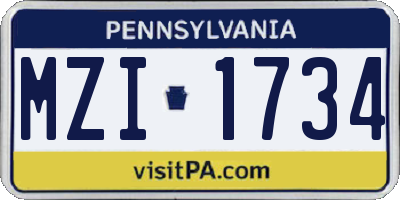 PA license plate MZI1734