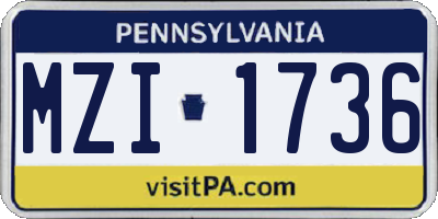 PA license plate MZI1736