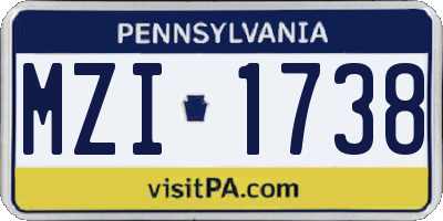 PA license plate MZI1738