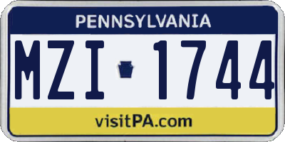 PA license plate MZI1744