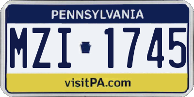 PA license plate MZI1745
