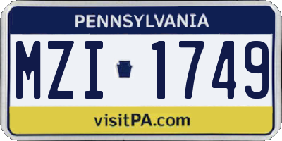 PA license plate MZI1749