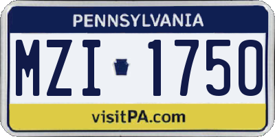 PA license plate MZI1750