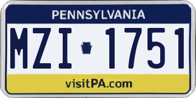 PA license plate MZI1751