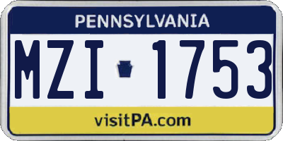 PA license plate MZI1753