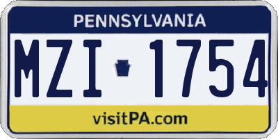 PA license plate MZI1754