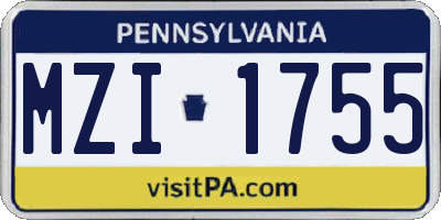 PA license plate MZI1755