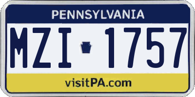 PA license plate MZI1757