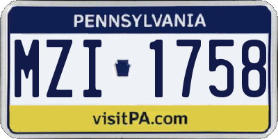 PA license plate MZI1758