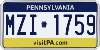 PA license plate MZI1759