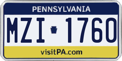 PA license plate MZI1760