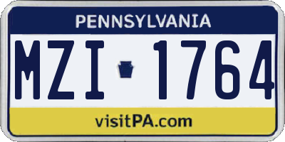 PA license plate MZI1764