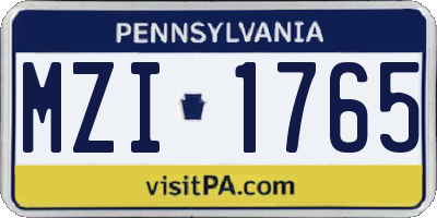 PA license plate MZI1765