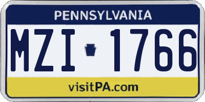 PA license plate MZI1766