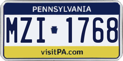 PA license plate MZI1768