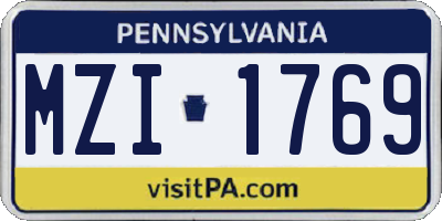 PA license plate MZI1769