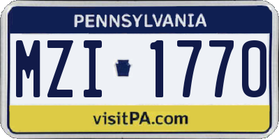 PA license plate MZI1770