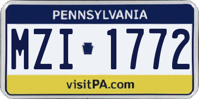 PA license plate MZI1772
